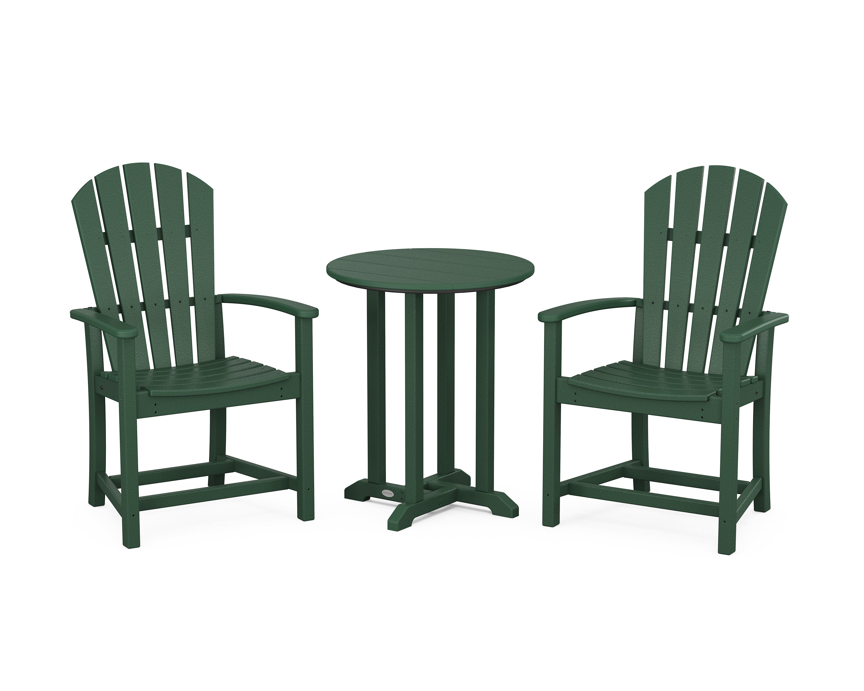 POLYWOOD® Palm Coast 3-Piece Round Farmhouse Bistro Dining Set in Green