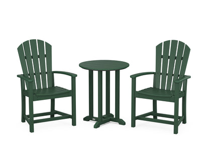 POLYWOOD® Palm Coast 3-Piece Round Farmhouse Bistro Dining Set in Green
