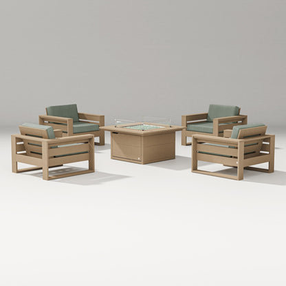 PW Designer Series Latitude 5-Piece Lounge Fire Table Set in Vintage Sahara / Cast Sage