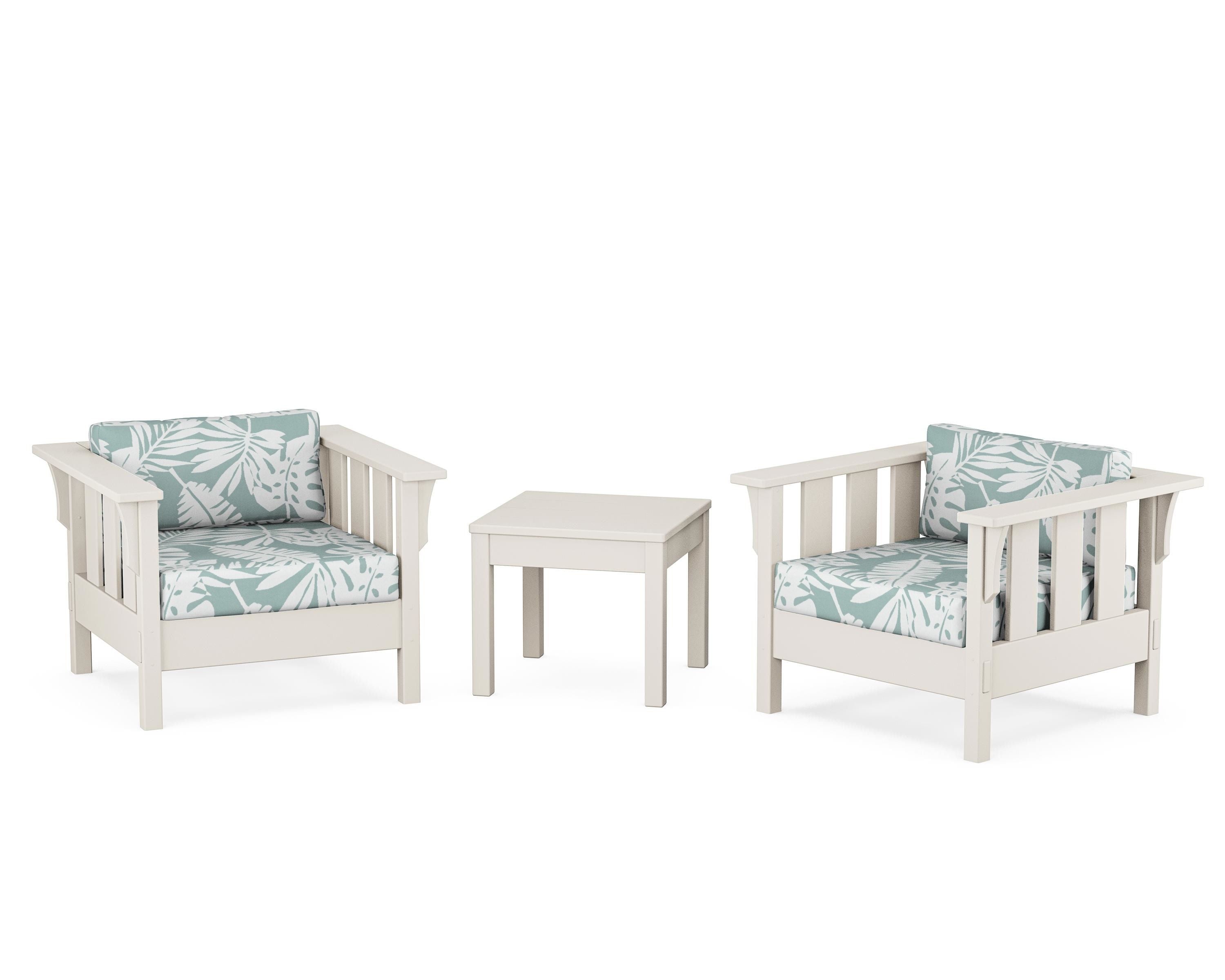 Martha Stewart by POLYWOOD® Acadia 3-Piece Deep Seating Set in Sand / Leaf Glacier Spa