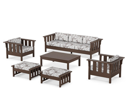 Martha Stewart by POLYWOOD® Acadia 6-Piece Lounge Sofa Set in Mahogany / Leaf Grey Mist