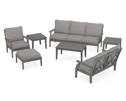 POLYWOOD® Braxton 7-Piece Deep Seating Set in Slate Grey / Grey Mist