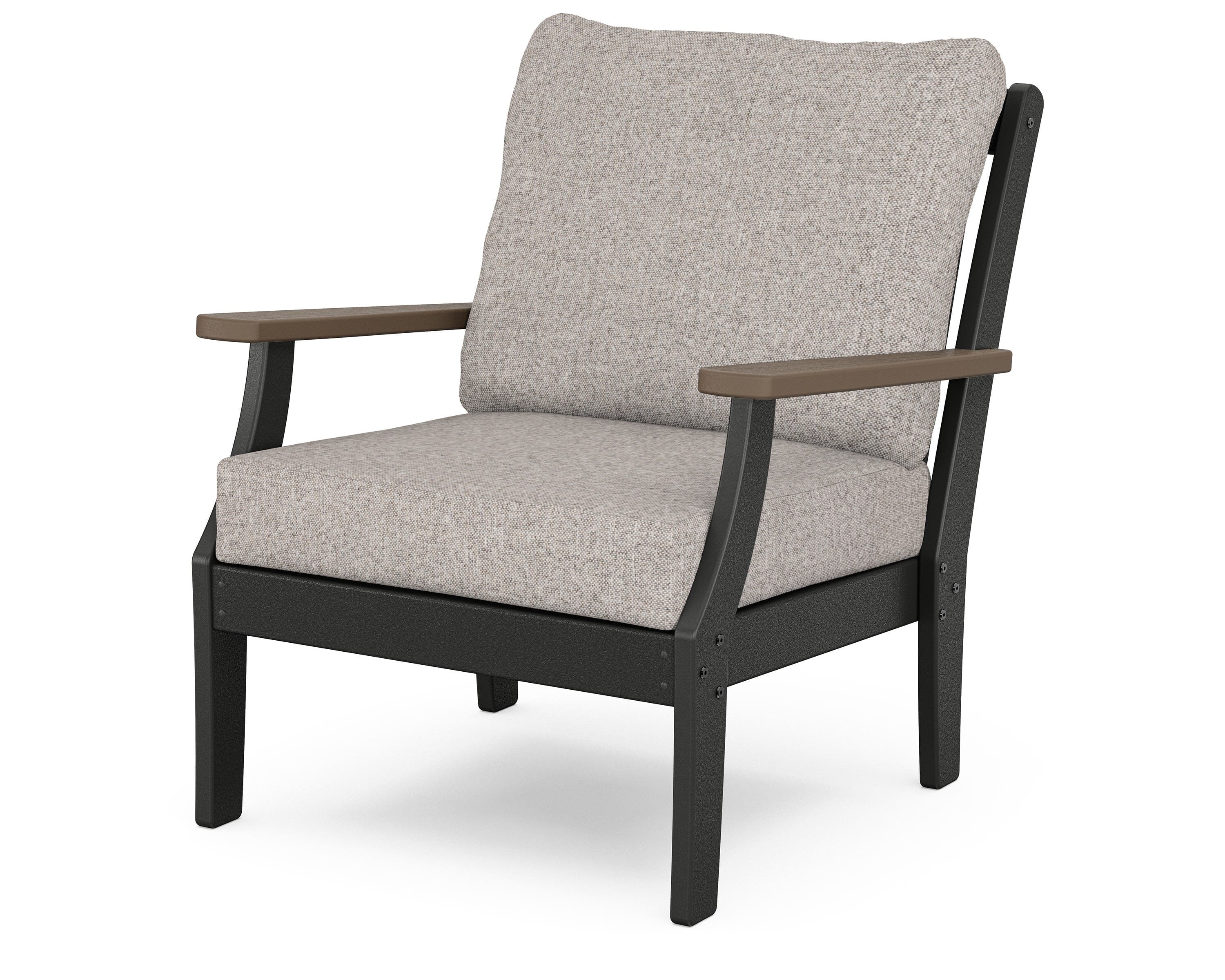 POLYWOOD® Braxton Deep Seating Chair in Black / Kona / Weathered Tweed