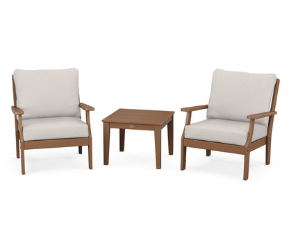 POLYWOOD® Braxton 3-Piece Deep Seating Set in Teak / Cast Ash