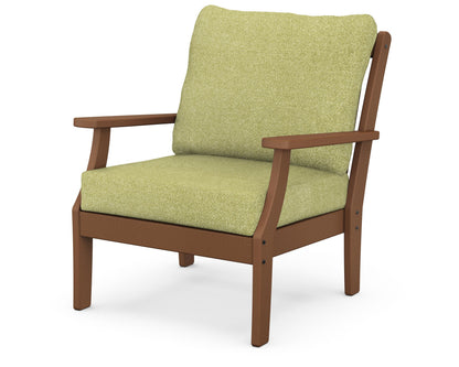 POLYWOOD® Braxton Deep Seating Chair in Teak / Chartreuse Boucle