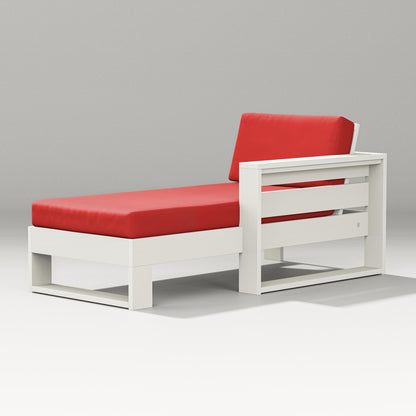 PW Designer Series Latitude Modular Right Arm Chaise in Vintage White / Crimson Linen