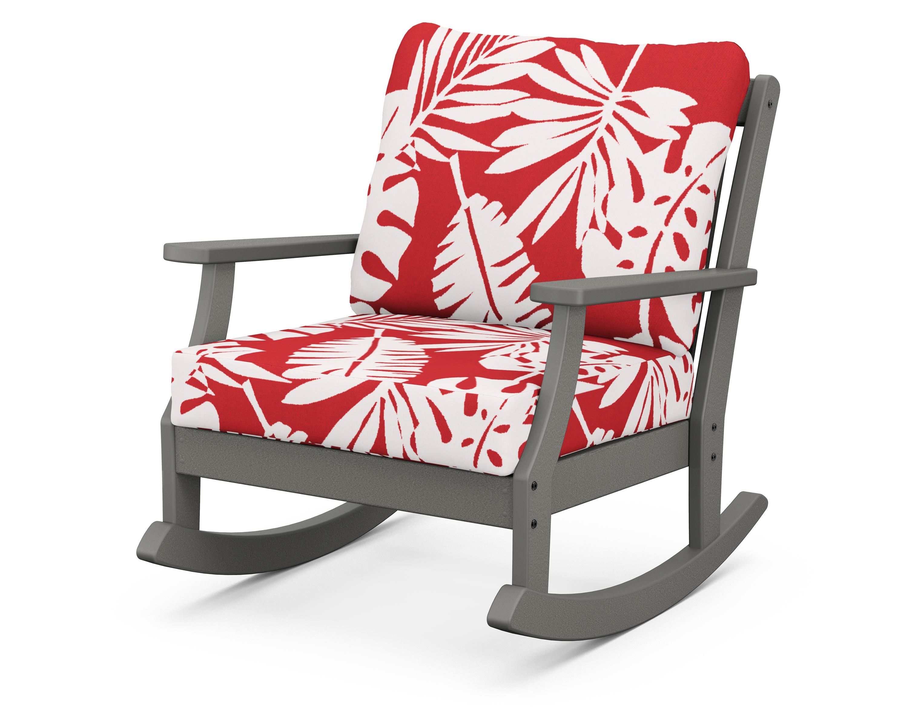 POLYWOOD® Braxton Deep Seating Rocking Chair in Slate Grey / Leaf Crimson