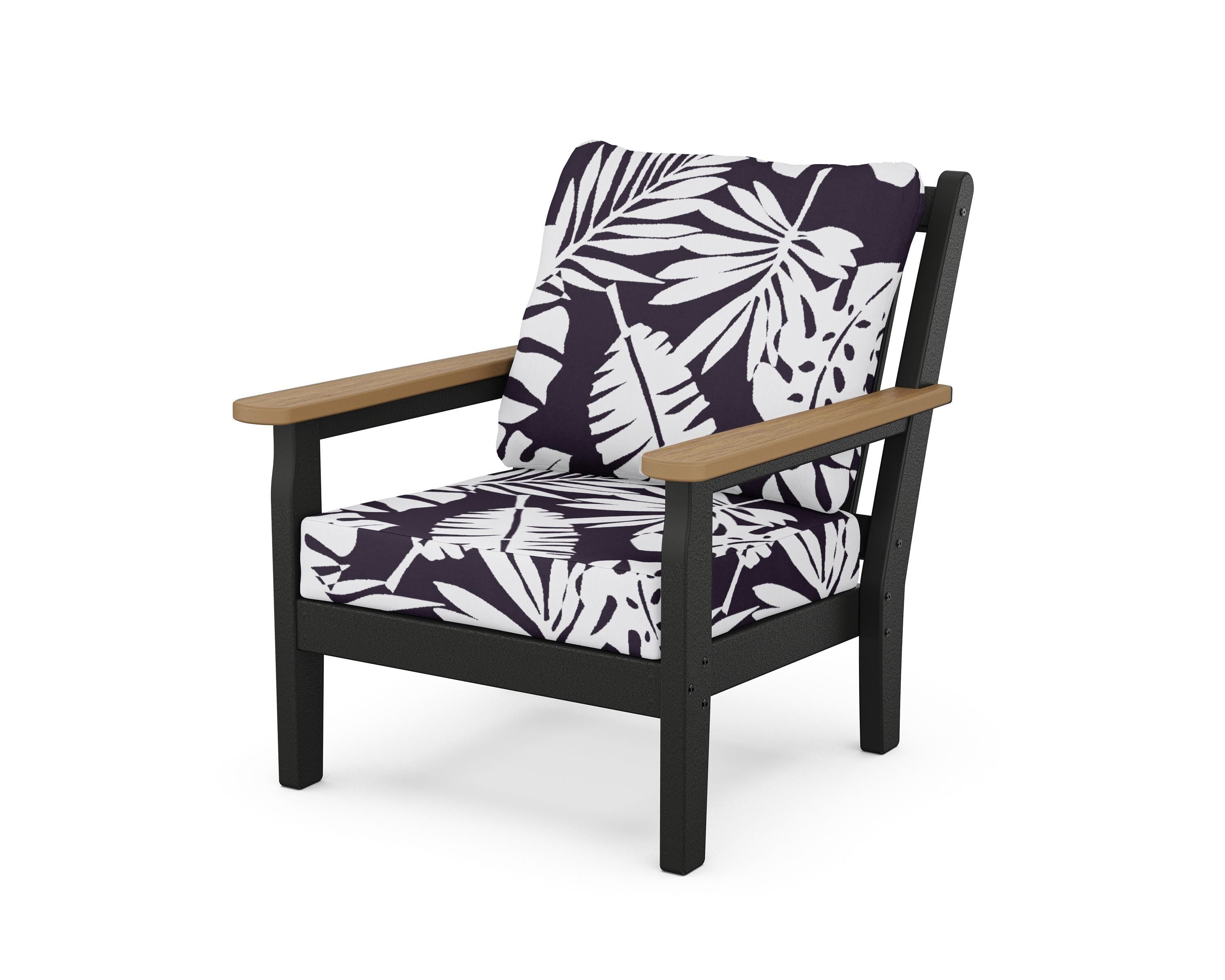 POLYWOOD® Chippendale Deep Seating Chair in Black / Natural / Leaf Navy