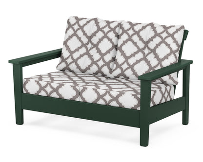 POLYWOOD® Prescott Deep Seating Loveseat in Green / Trellis Grey Mist