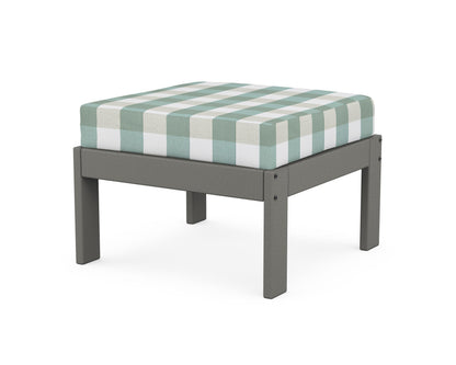 POLYWOOD® Vineyard Modular Ottoman in Slate Grey / Buffalo Plaid Glacier Spa