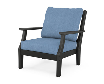 Martha Stewart by POLYWOOD® Chinoiserie Deep Seating Chair in Black / Sky Blue