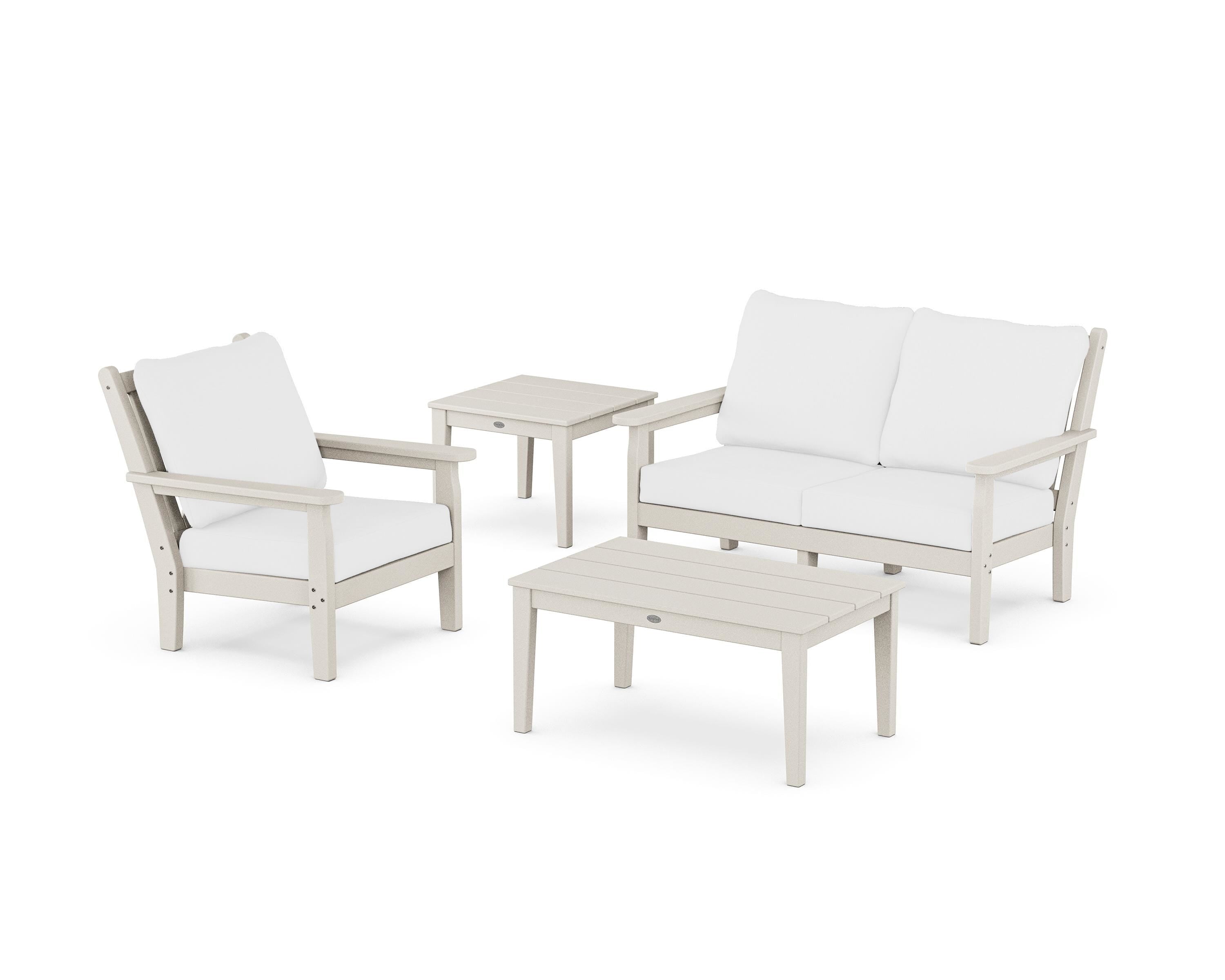 POLYWOOD® Chippendale 4-Piece Deep Seating Set in Sand / Natural