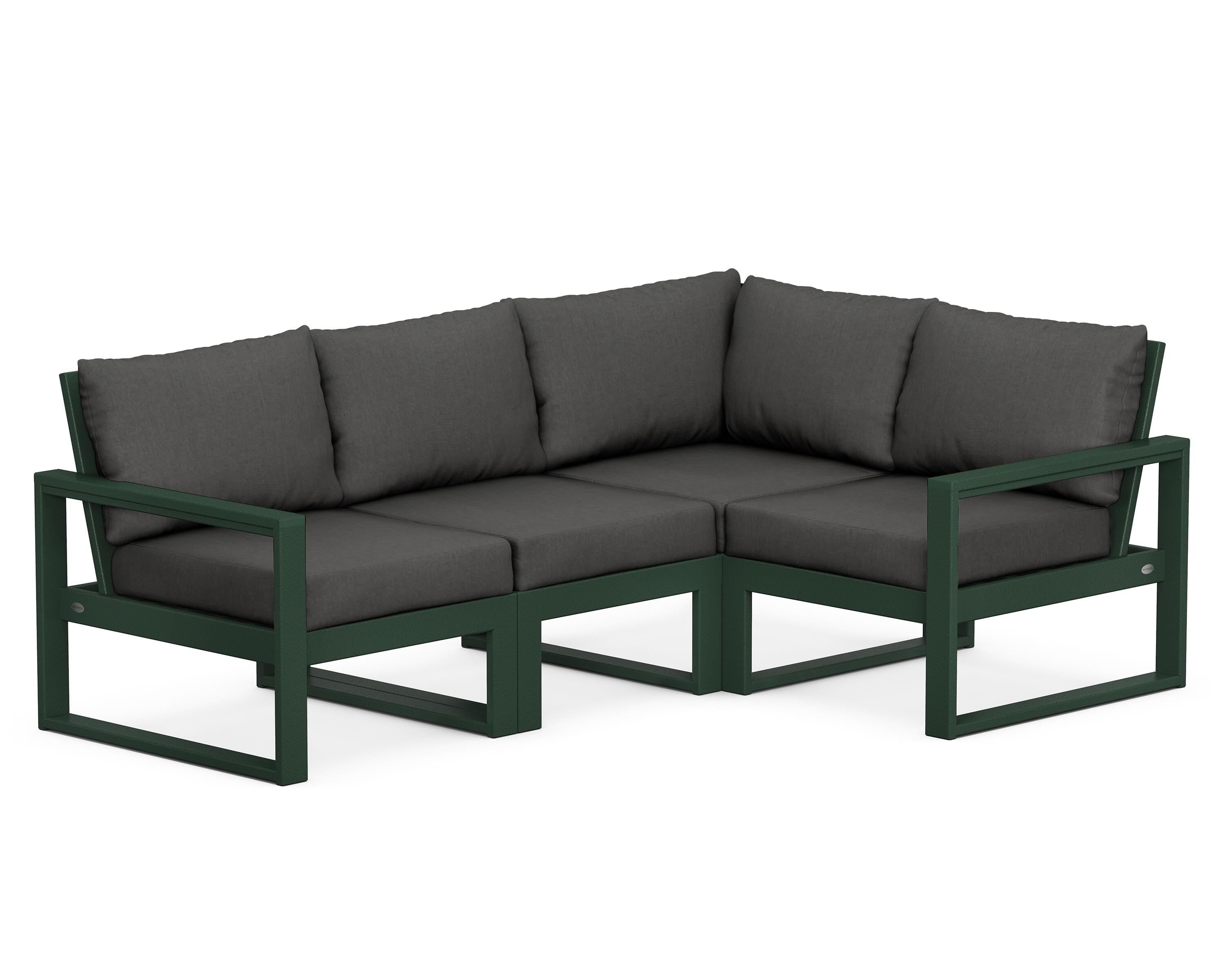 POLYWOOD® EDGE 4-Piece Modular Deep Seating Set in Green / Spectrum Carbon
