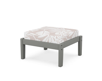 Unbranded Deep Seating Ottoman in Slate Grey / Leaf Dune Burlap
