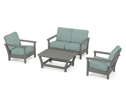 POLYWOOD® Harbour 4-Piece Deep Seating Set in Slate Grey / Glacier Spa
