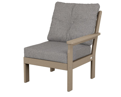 POLYWOOD® Vineyard Modular Right Arm Chair in Vintage Sahara / Grey Mist