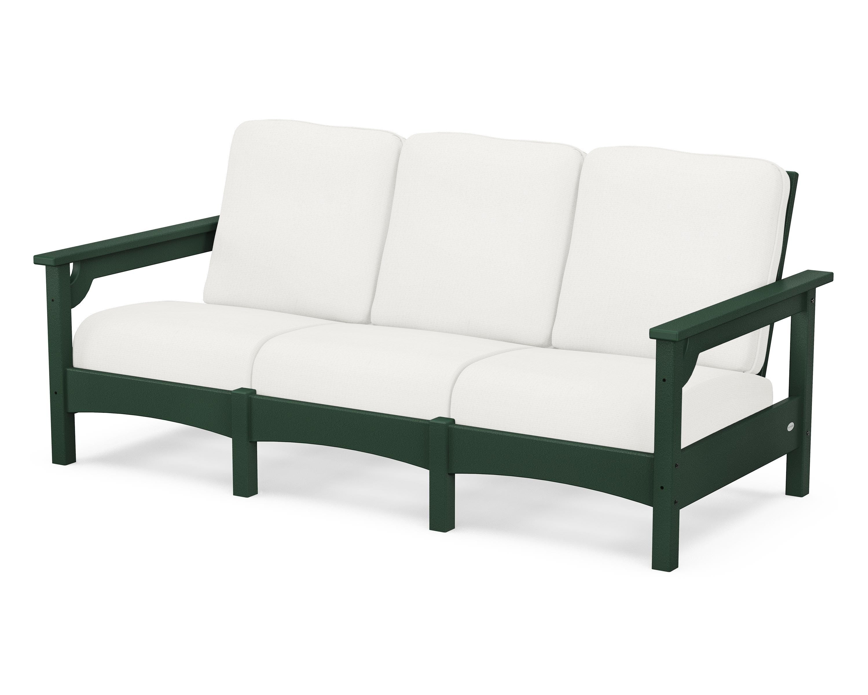 POLYWOOD® Club Sofa in Green / Natural Linen