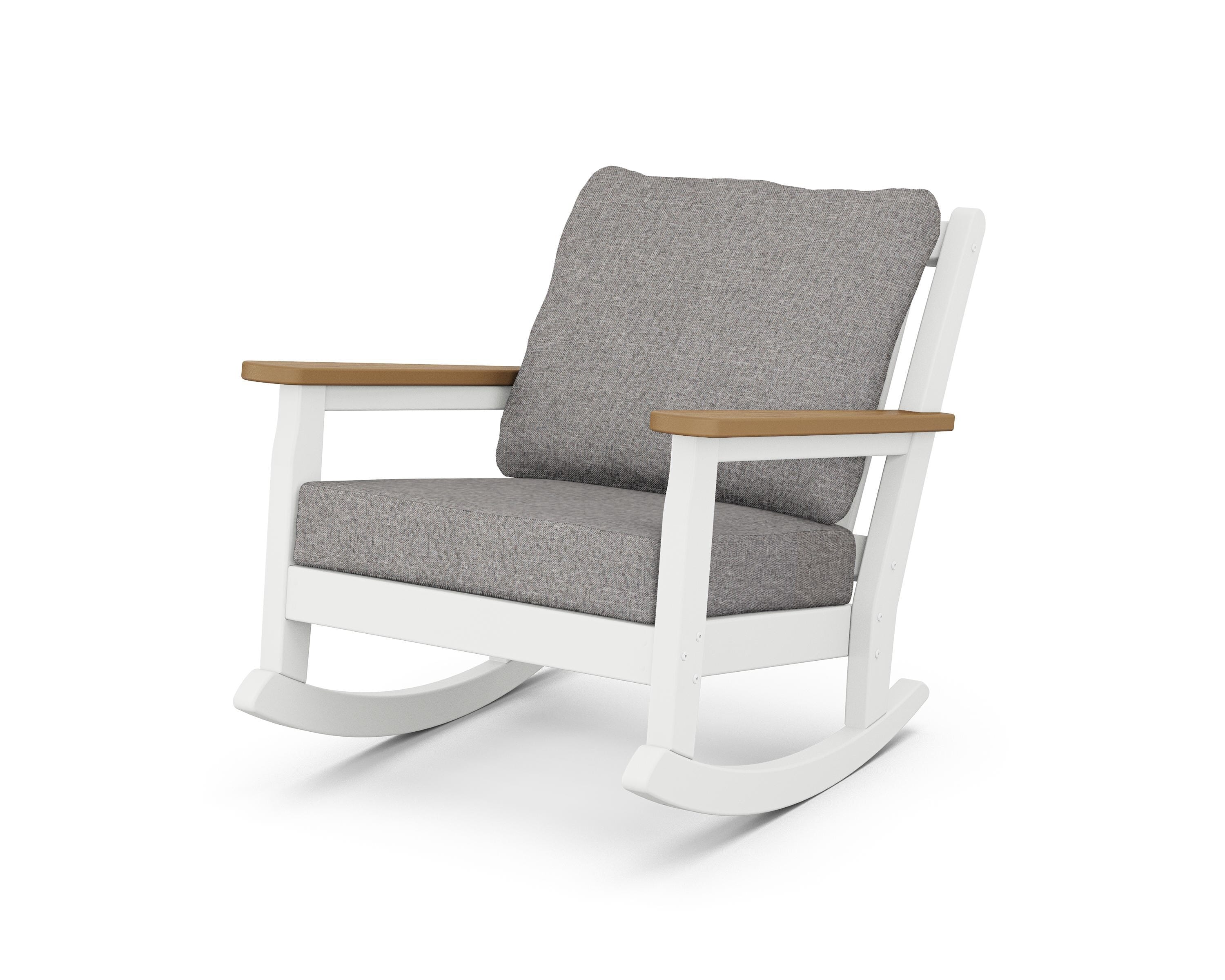 POLYWOOD® Chippendale Deep Seating Rocking Chair in White / Natural / Grey Mist