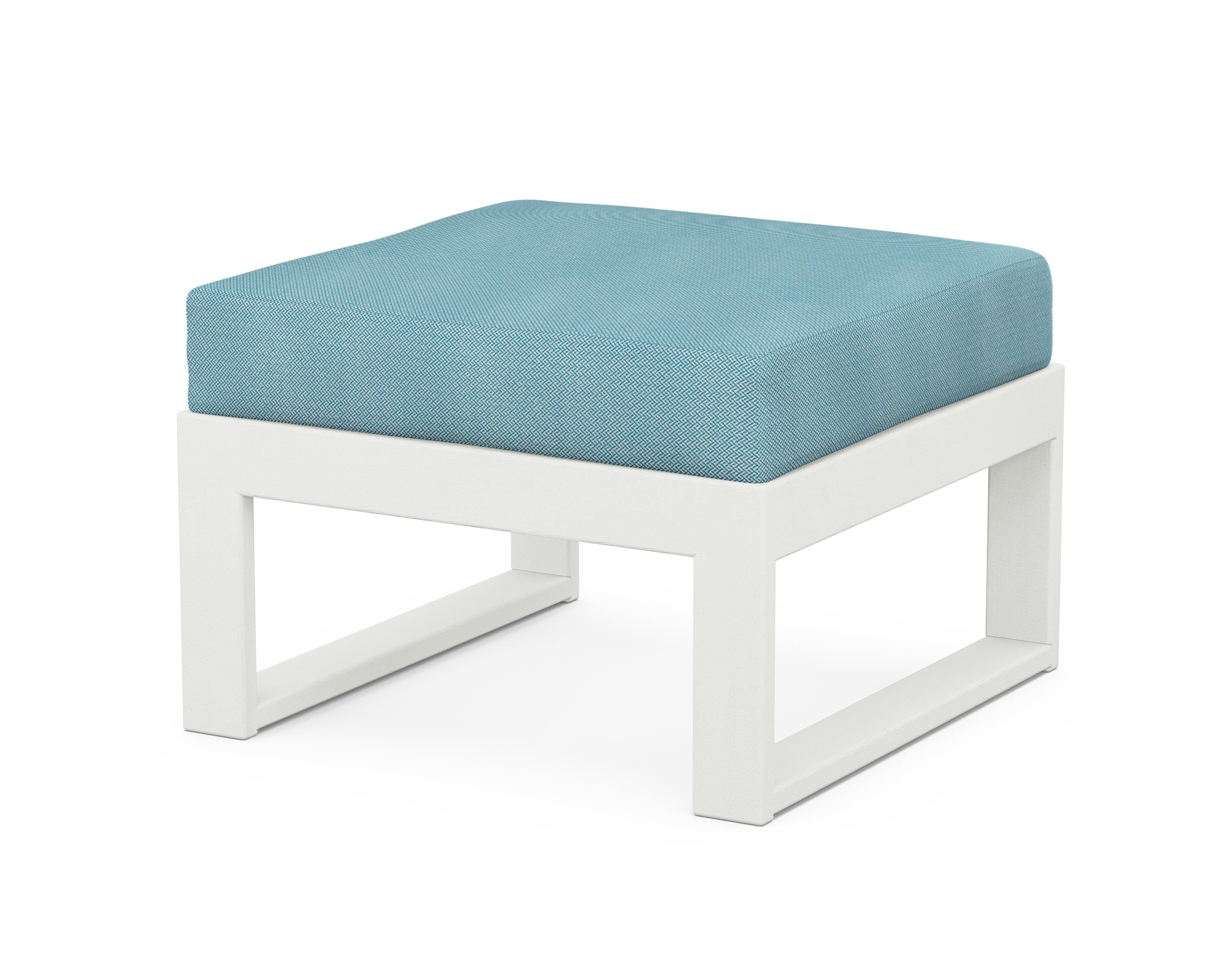 Unbranded Modular Ottoman - Modern in Vintage White / Lattice Sky Blue