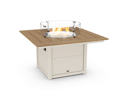 POLYWOOD® Square 42" Fire Pit Table in Sand / Natural