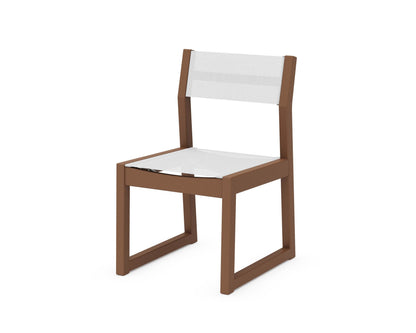 POLYWOOD® EDGE Sling Dining Side Chair in Teak / White Sling