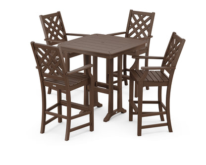 Country Living Wovendale 5-Piece Bar Set with Trestle Legs in Mahogany