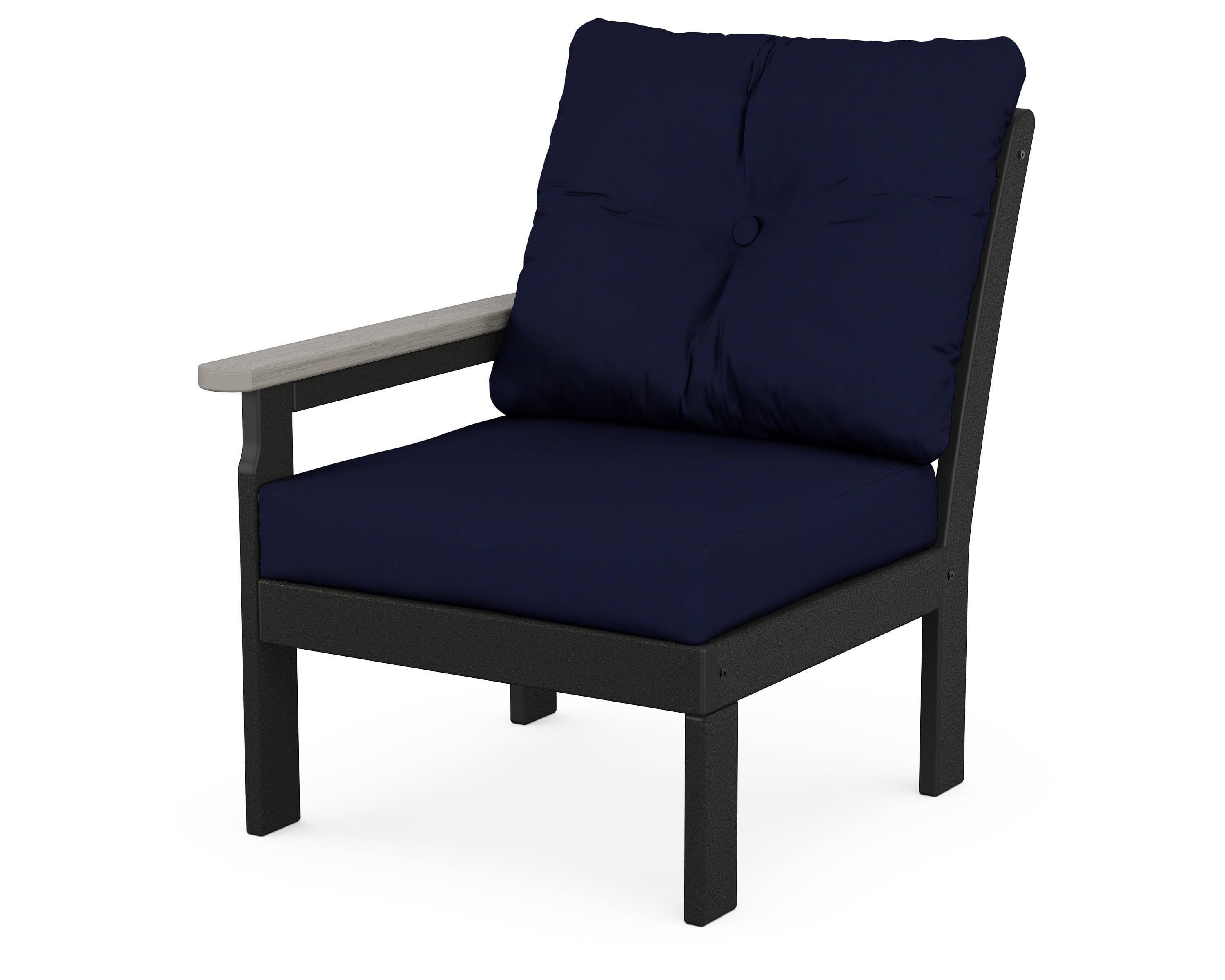 POLYWOOD® Vineyard Modular Left Arm Chair in Black / Driftwood / Navy