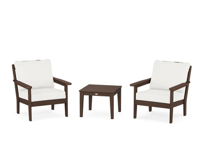 Country Living Cottage 3-Piece Deep Seating Set in Mahogany / Natural Linen