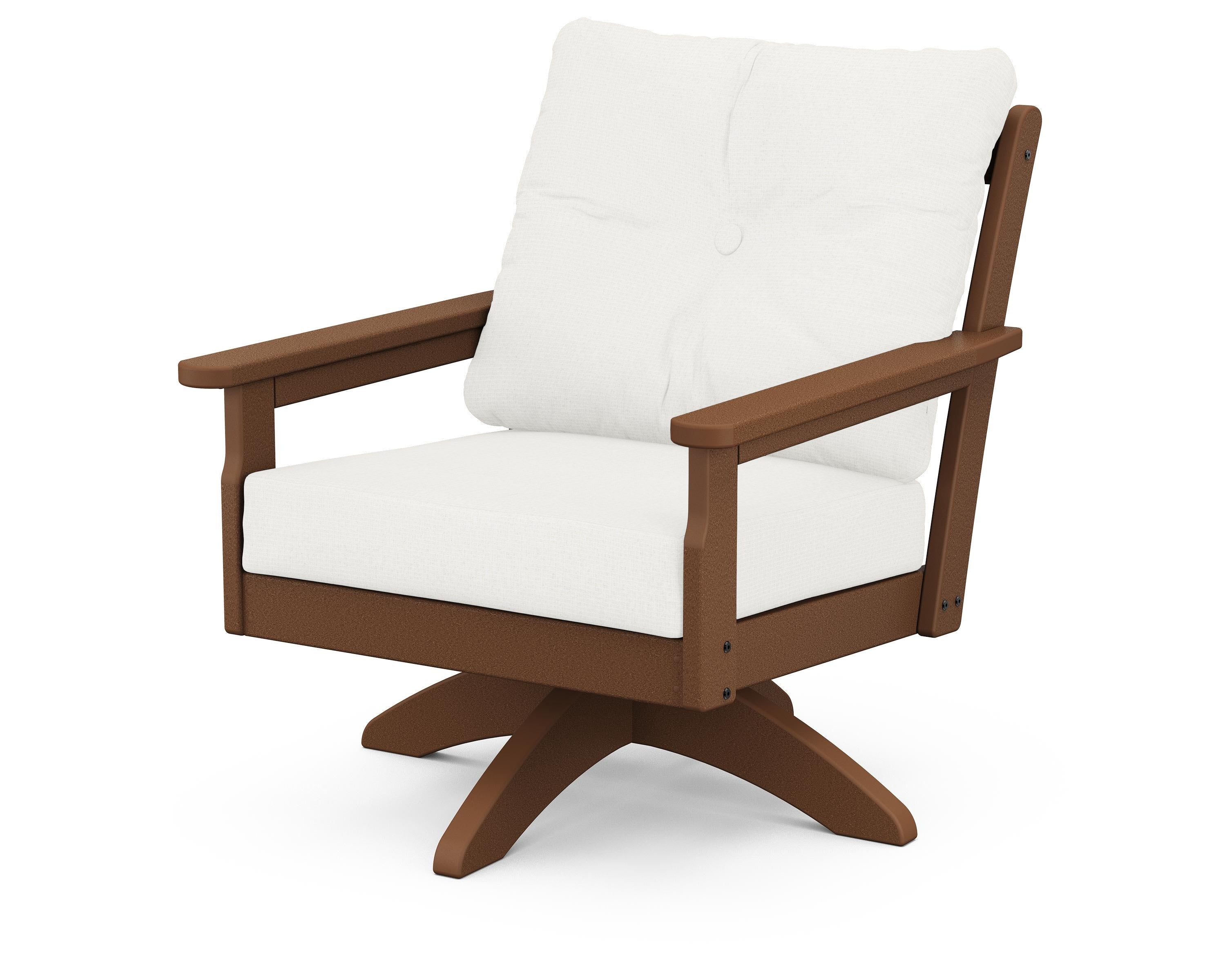 POLYWOOD® Vineyard Deep Seating Swivel Chair in Teak / Natural Linen
