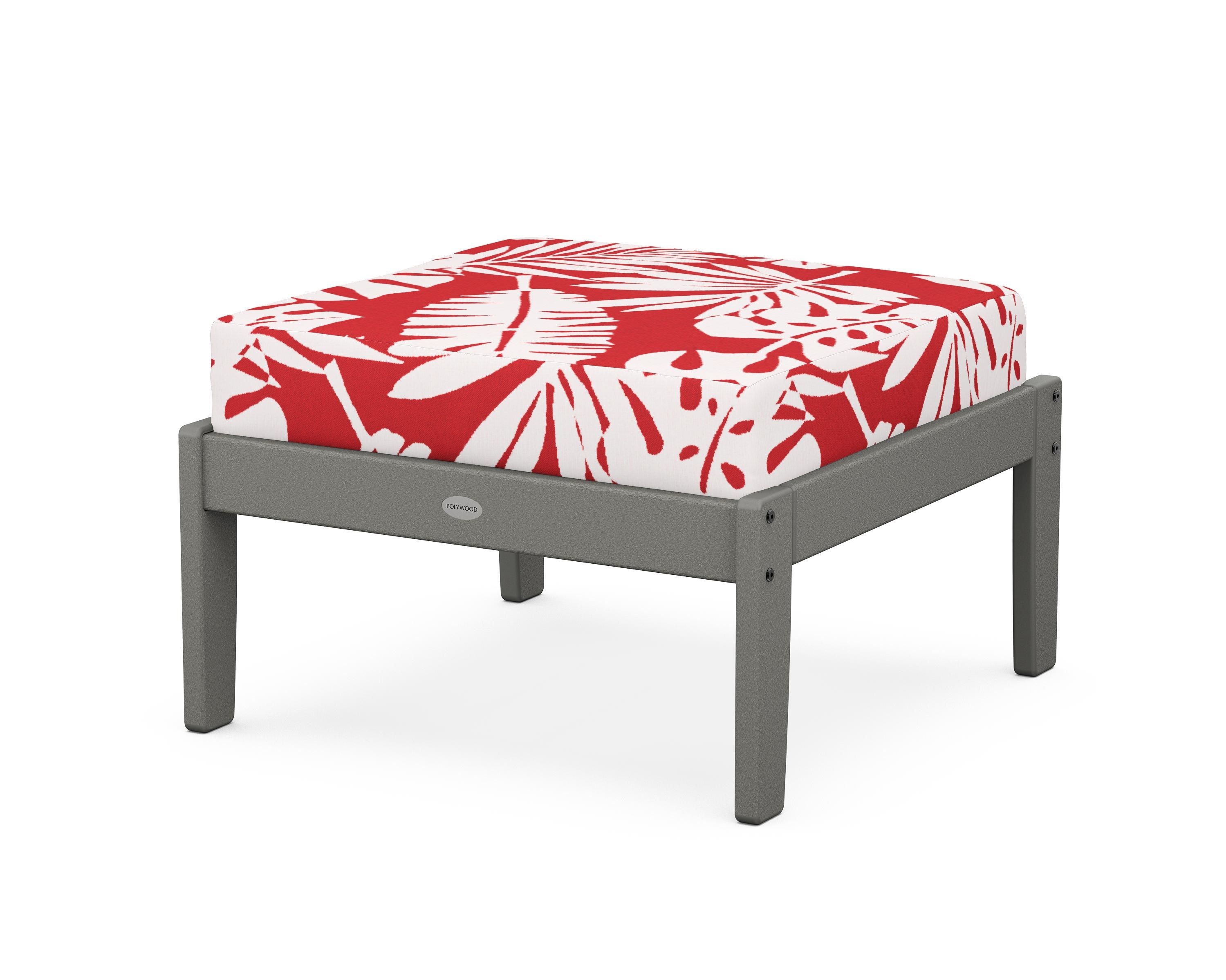 POLYWOOD® Braxton Deep Seating Ottoman in Slate Grey / Leaf Crimson