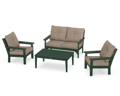 POLYWOOD® Vineyard 4-Piece Deep Seating Set in Green / Spiced Burlap
