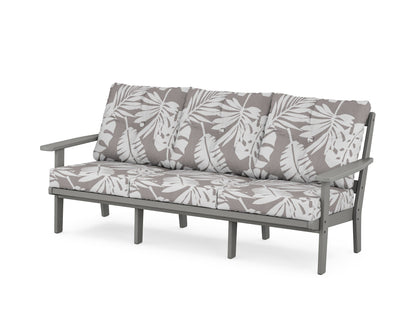 POLYWOOD® Oxford Deep Seating Sofa in Slate Grey / Leaf Grey Mist