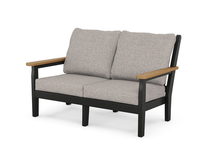 POLYWOOD® Chippendale Deep Seating Loveseat in Black / Natural / Weathered Tweed