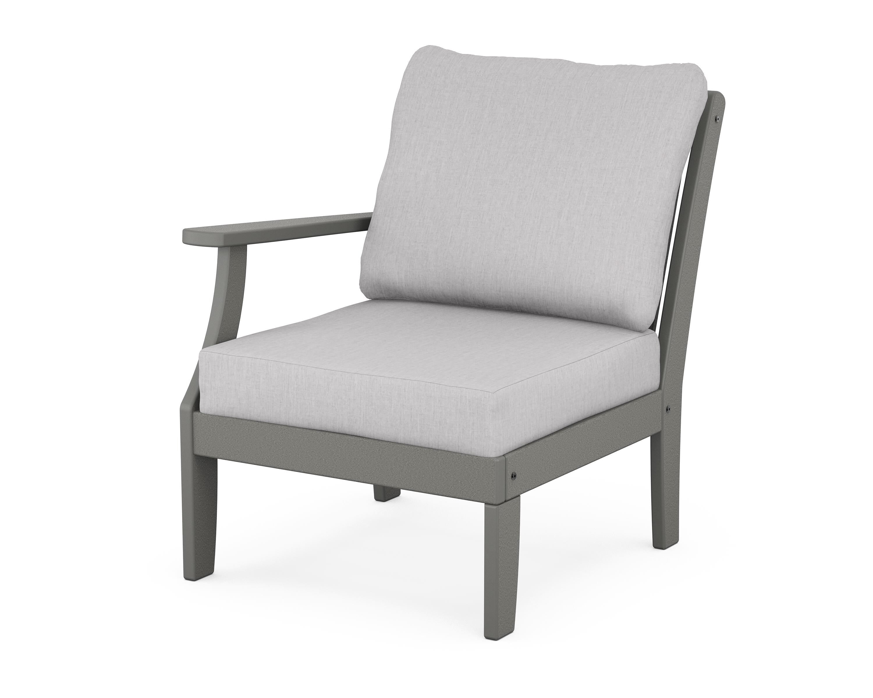 POLYWOOD® Braxton Modular Left Arm Chair in Slate Grey / Granite