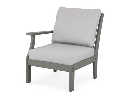 POLYWOOD® Braxton Modular Left Arm Chair in Slate Grey / Granite