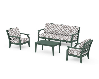Draper James™ by  POLYWOOD® Savannah 4-Piece Deep Seating Set with Sofa in Green / Trellis Grey Mist
