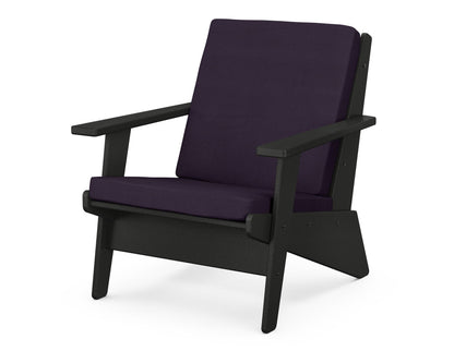 POLYWOOD® Riviera Modern Lounge Chair in Black / Navy Linen
