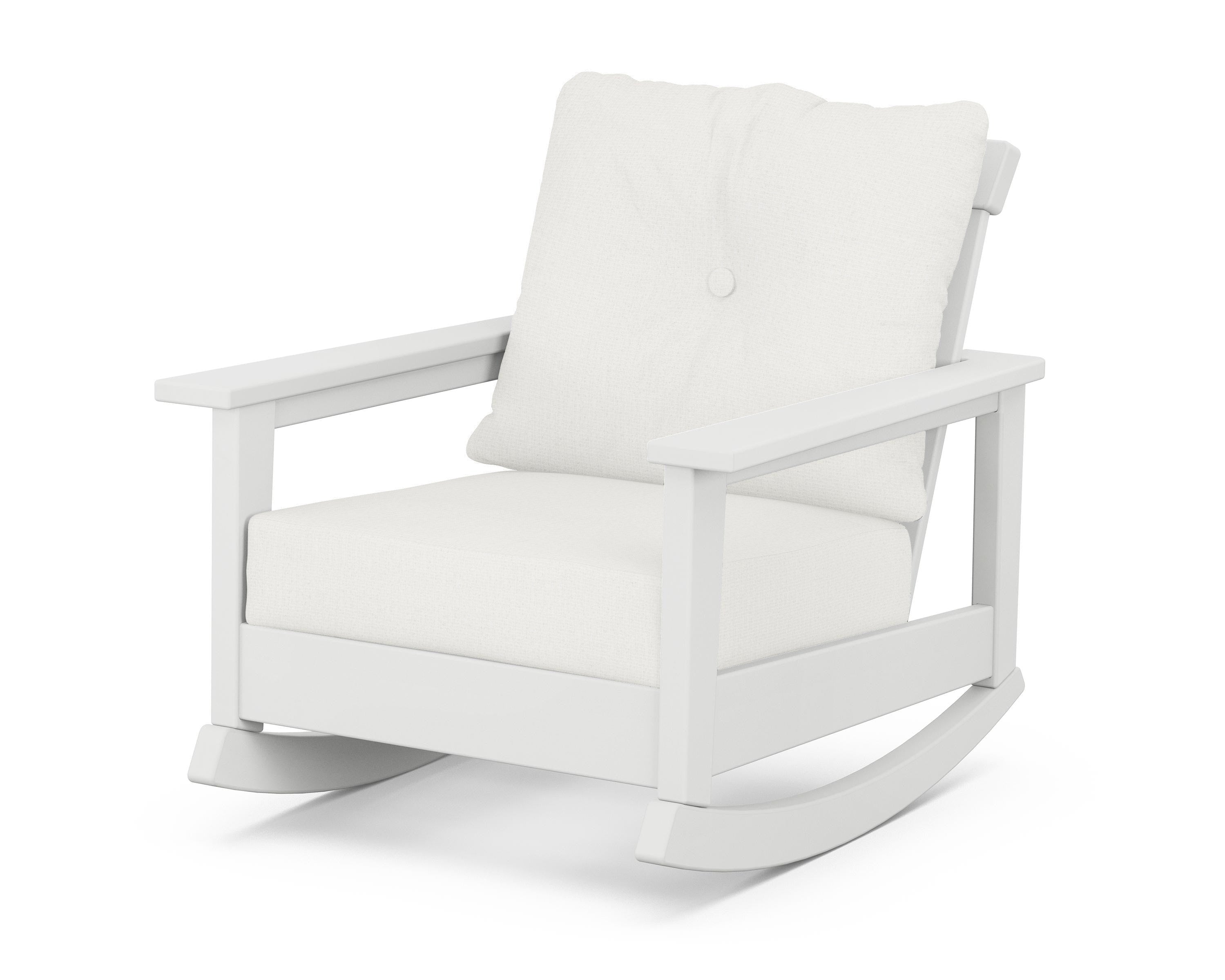 POLYWOOD® Prescott Deep Seating Rocking Chair in White / Natural Linen