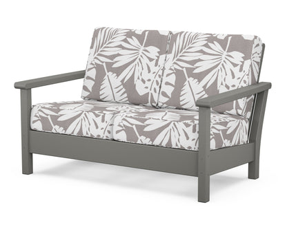 POLYWOOD® Harbour Deep Seating Loveseat in Slate Grey / Leaf Grey Mist