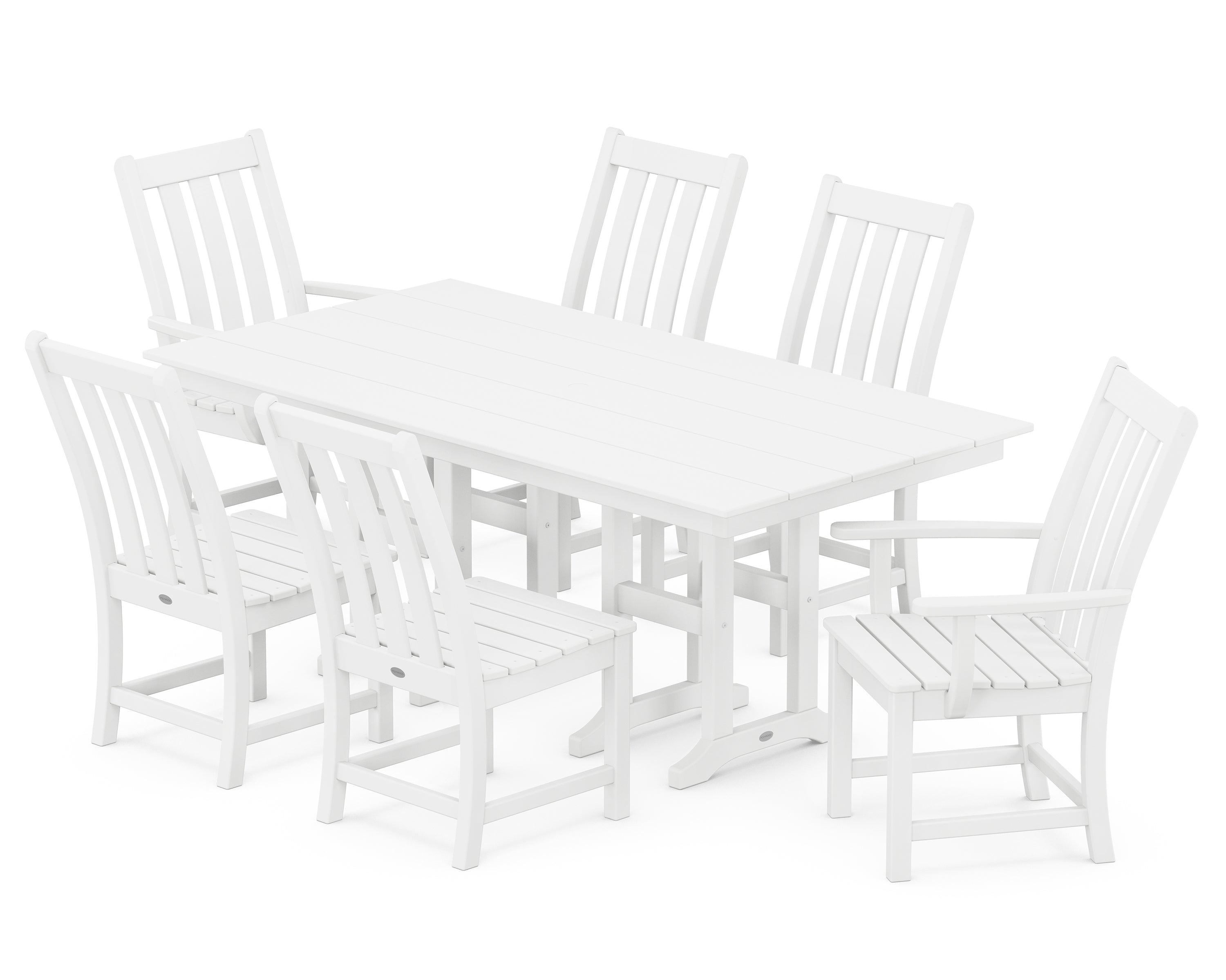 POLYWOOD® Vineyard 7-Piece Farmhouse Dining Set in White