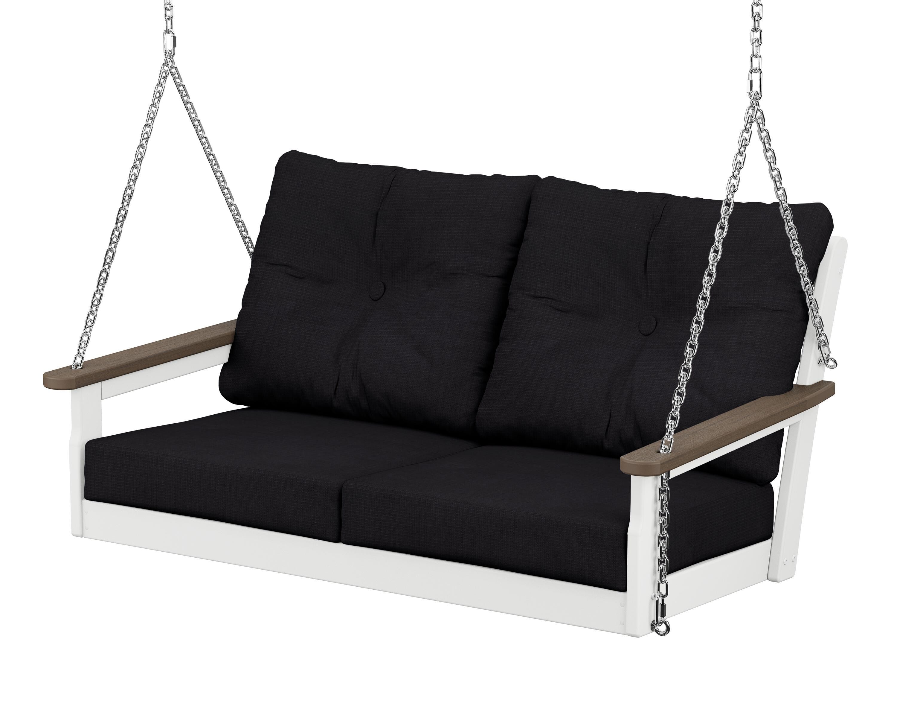 POLYWOOD® Vineyard Deep Seating Swing in White / Kona / Midnight Linen