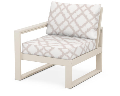 POLYWOOD® EDGE Modular Left Arm Chair in Sand / Trellis Dune Burlap