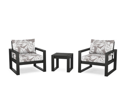 POLYWOOD® EDGE Sectional 3-Piece Deep Seating Set in Black / Leaf Grey Mist