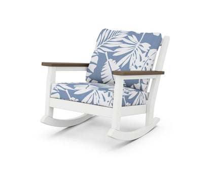 POLYWOOD® Chippendale Deep Seating Rocking Chair in White / Kona / Leaf Sky Blue