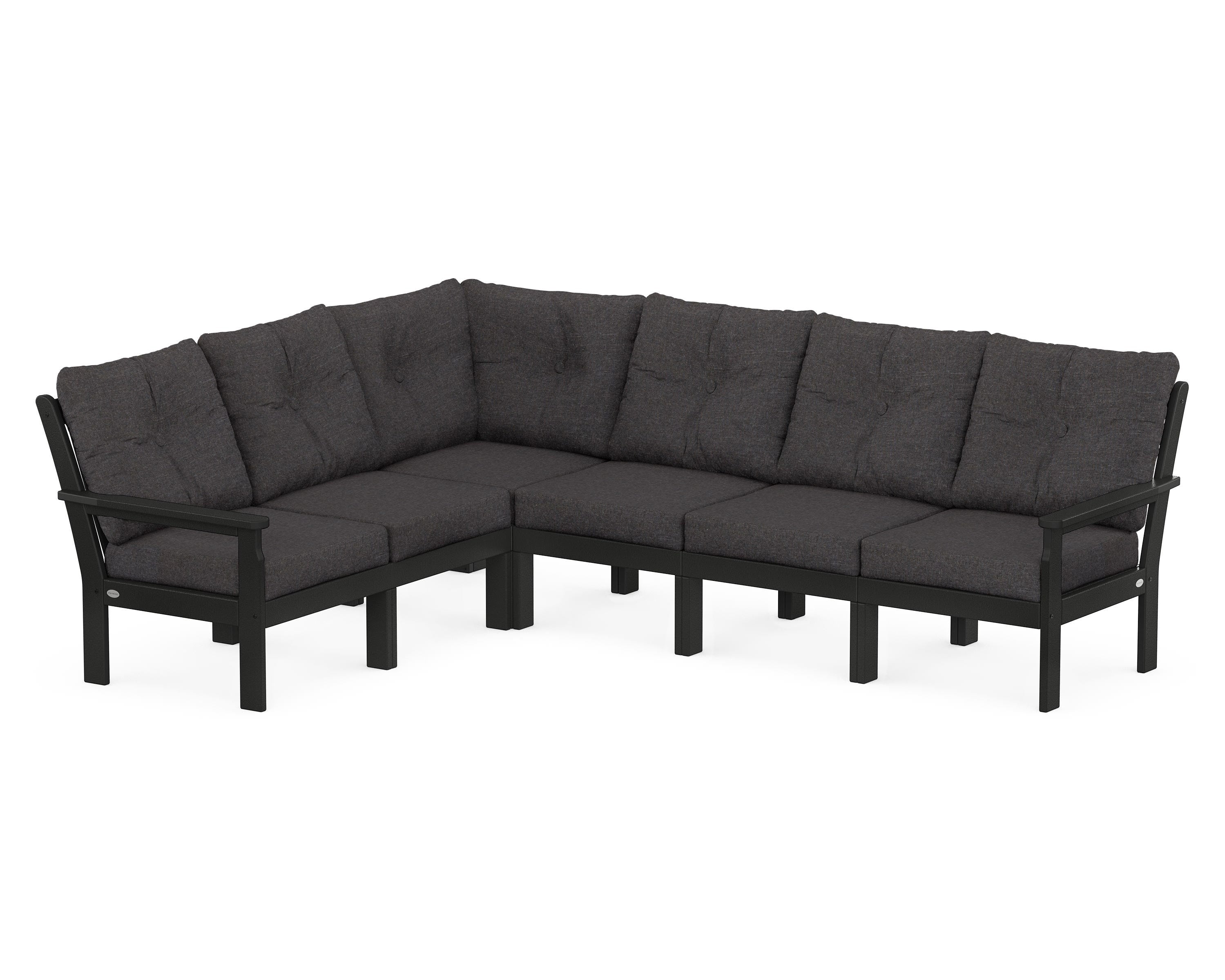 POLYWOOD® Vineyard 6-Piece Sectional in Black / Ash Charcoal