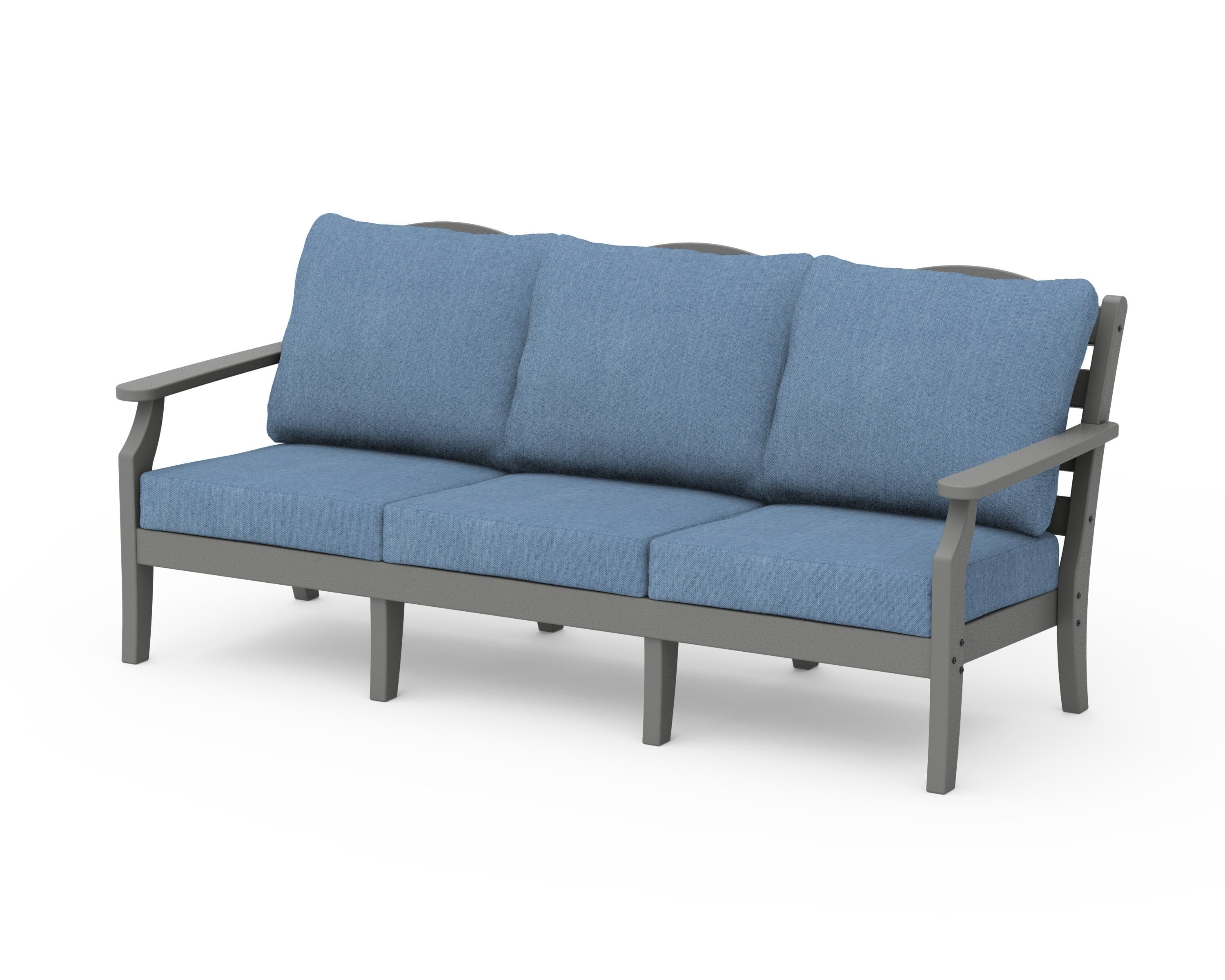 Draper James™ by  POLYWOOD® Savannah Deep Seating Sofa in Slate Grey / Sky Blue