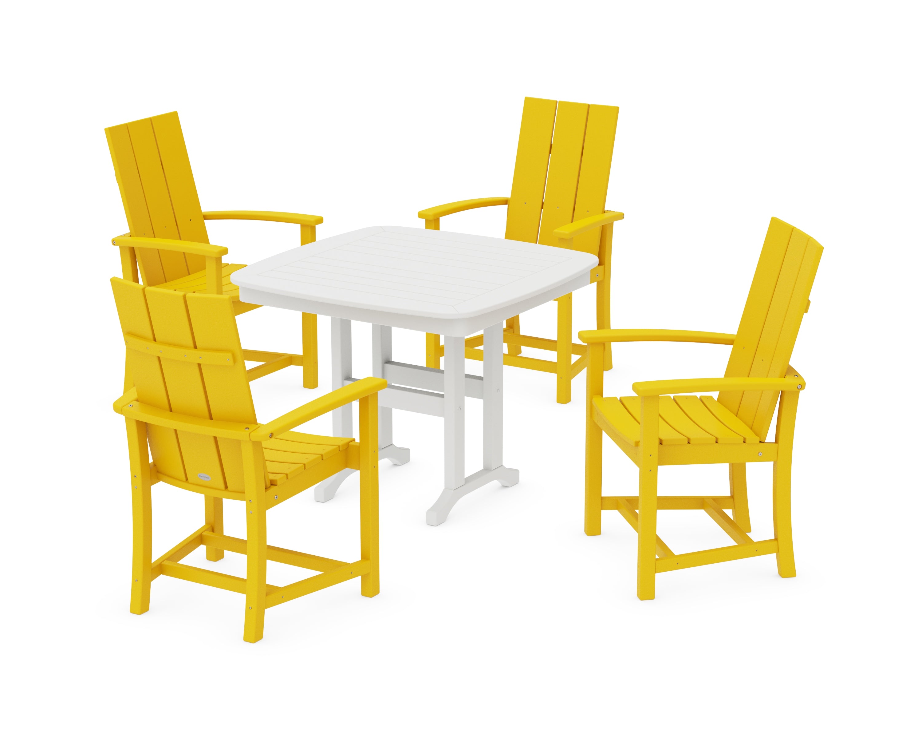 POLYWOOD® Modern Adirondack 5-Piece Dining Set in Lemon / White