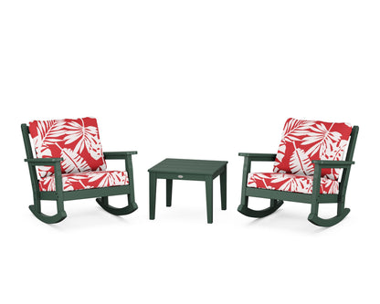 POLYWOOD® Chippendale 3-Piece Deep Seating Rocker Set in Green / Leaf Crimson