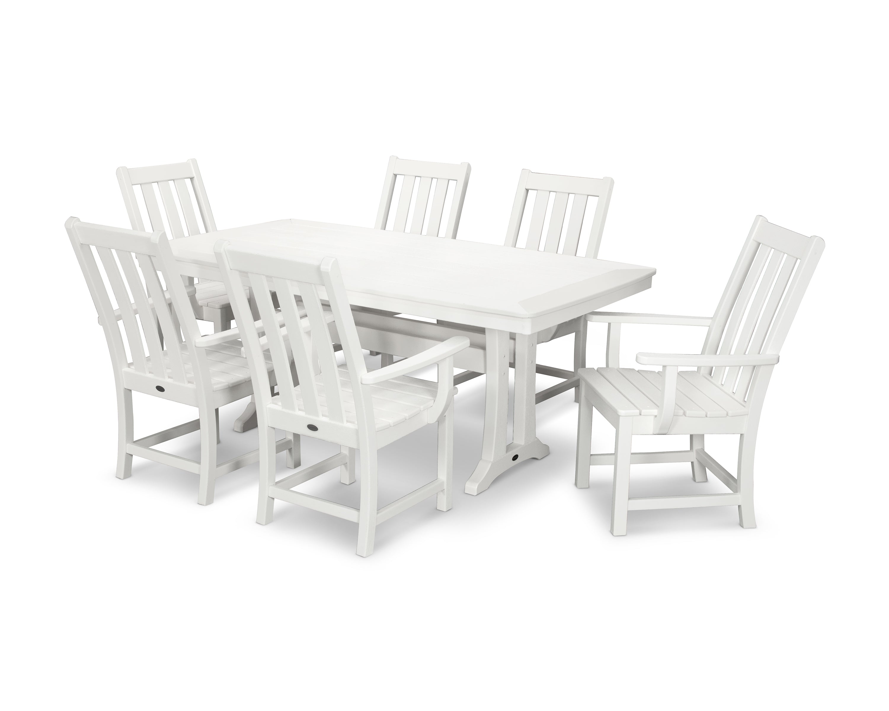POLYWOOD® Vineyard 7-Piece Arm Chair Dining Set in White