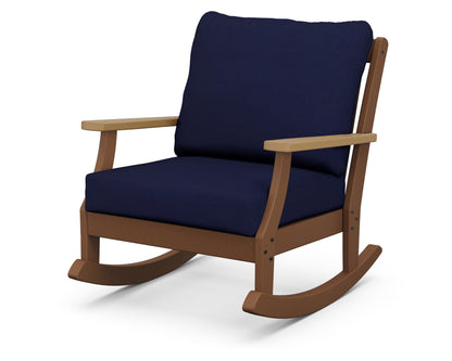 POLYWOOD® Braxton Deep Seating Rocking Chair in Teak / Natural / Navy